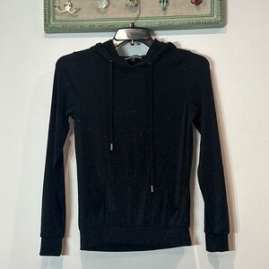 MISSPAP black shimmer galaxy long sleeve hooded pullover size women’s small